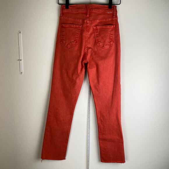 Mother Swooner Rascal Jeans Size 25 Red Ankle Fray High Straight USA Game Day - Picture 9 of 14